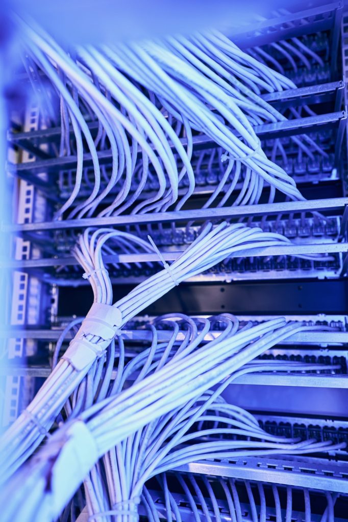 Vertical cable organizers used in data center